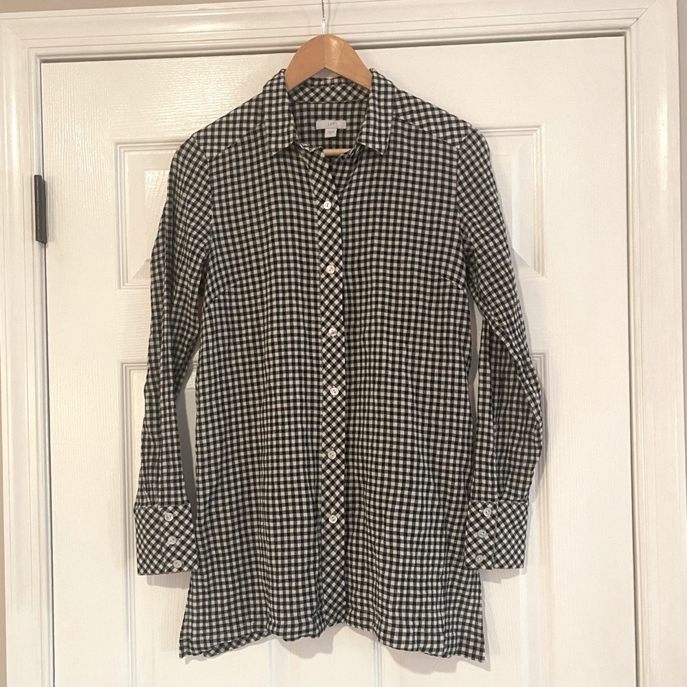 J Jill Gingham Button-down collared tunic